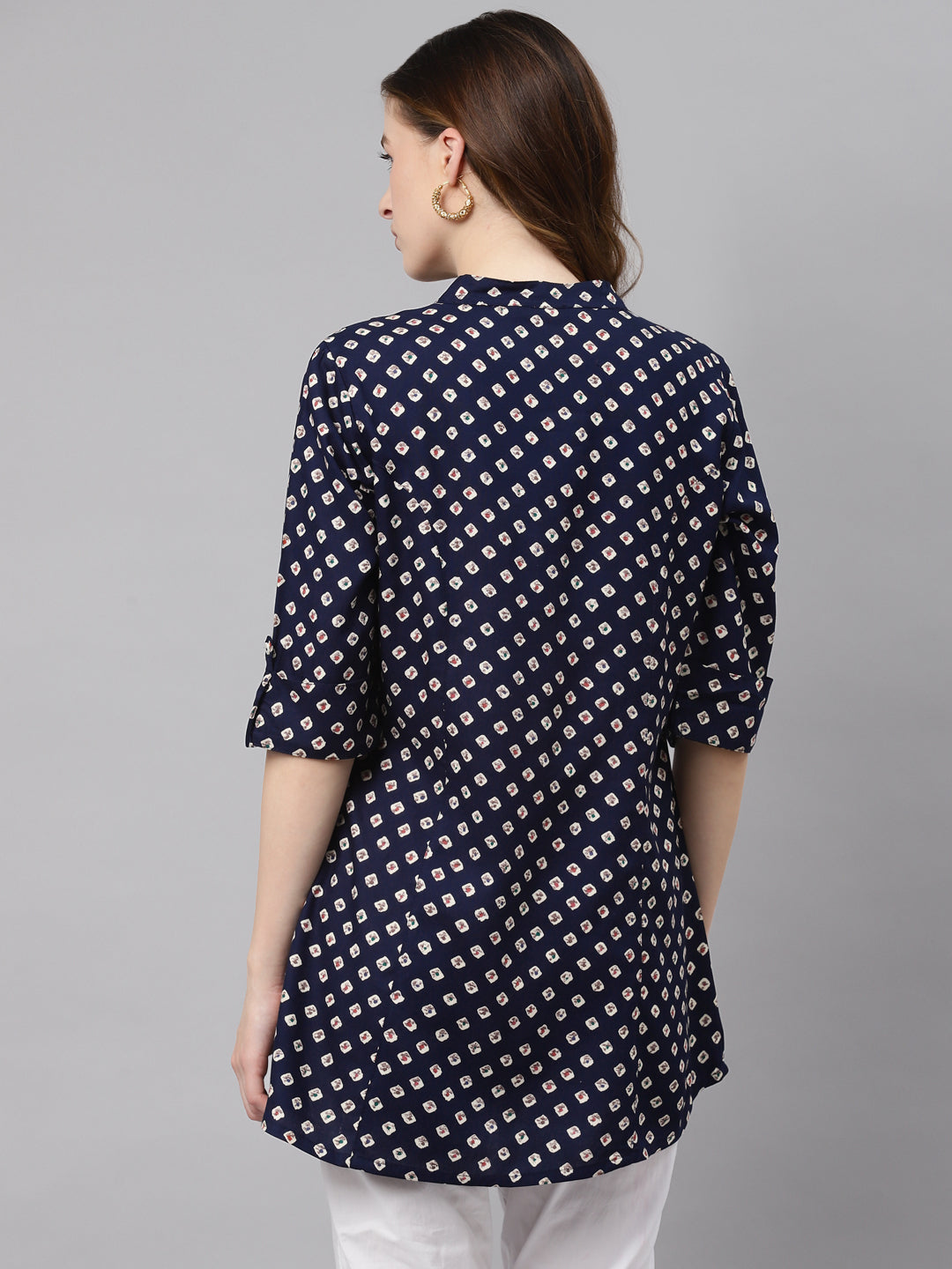 Women'S Blue Bandhani Print Rayon Top | LASVINI - Redefining Indian Fashion with Elegance