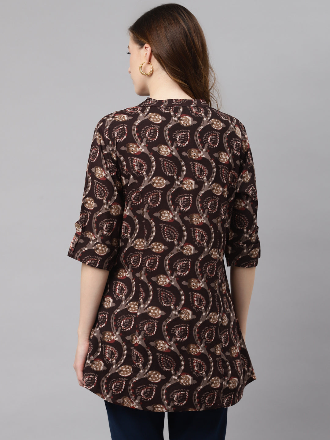 Women'S Brown Floral Rayon Top | LASVINI - Redefining Indian Fashion with Elegance