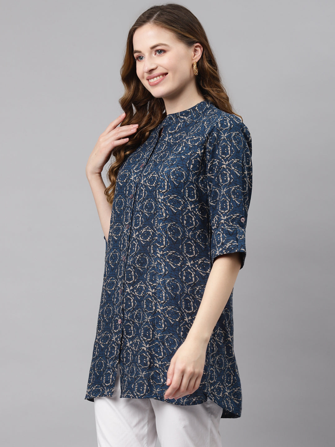 Women'S Navy Blue Rayon Top | LASVINI - Redefining Indian Fashion with Elegance