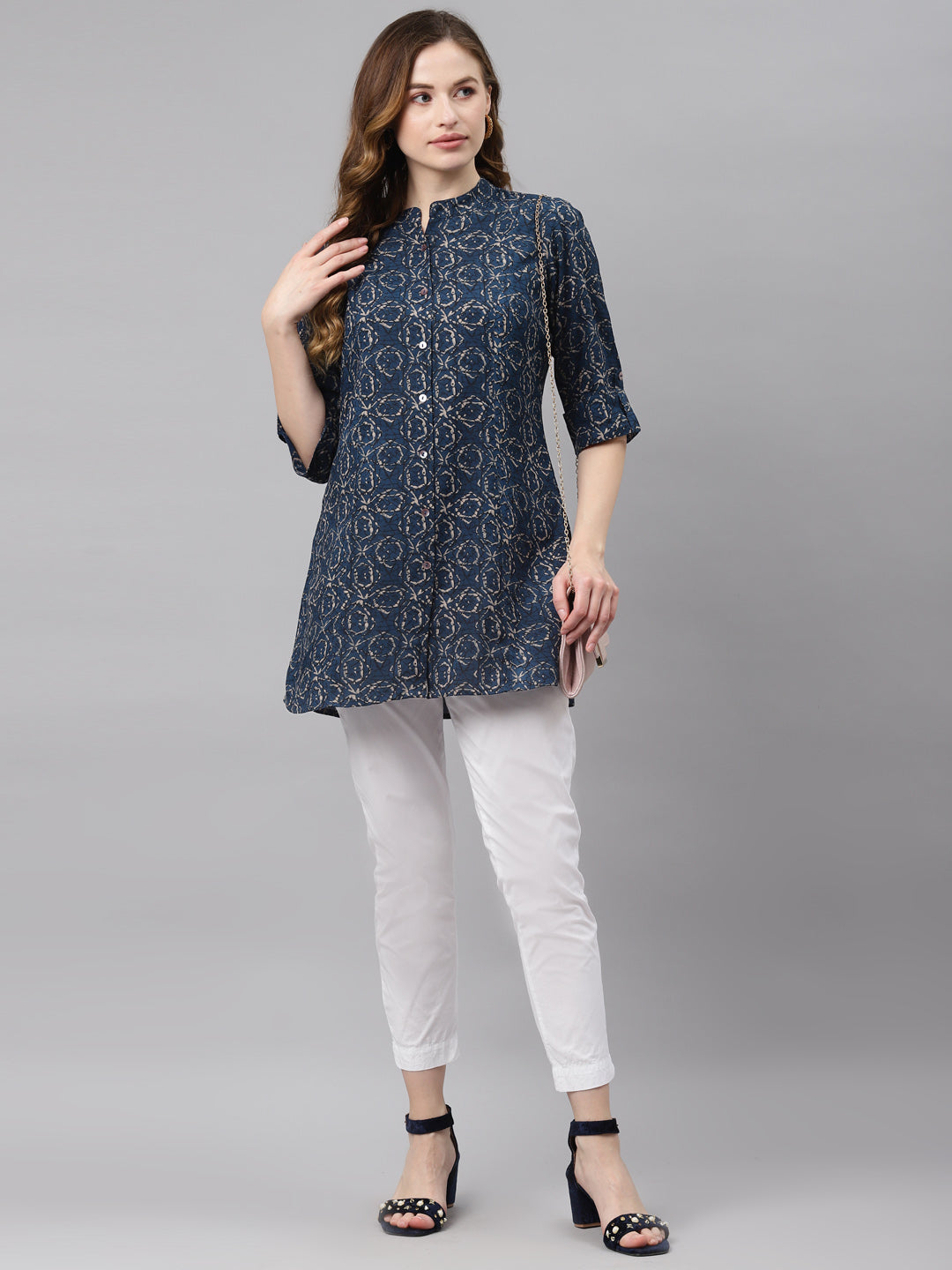 Women'S Navy Blue Rayon Top | LASVINI - Redefining Indian Fashion with Elegance
