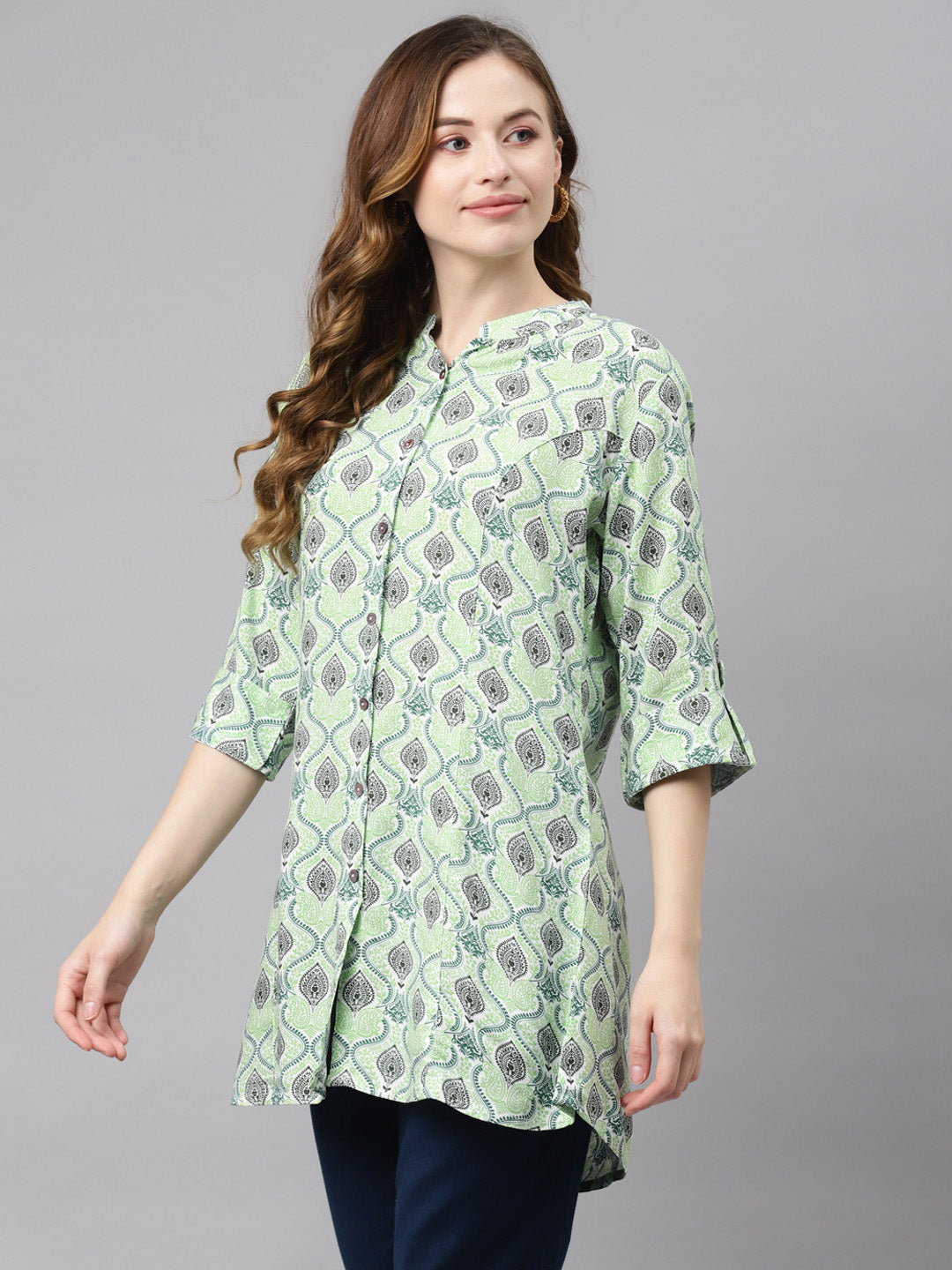 Women'S Light Green Floral Rayon Top | LASVINI - Redefining Indian Fashion with Elegance