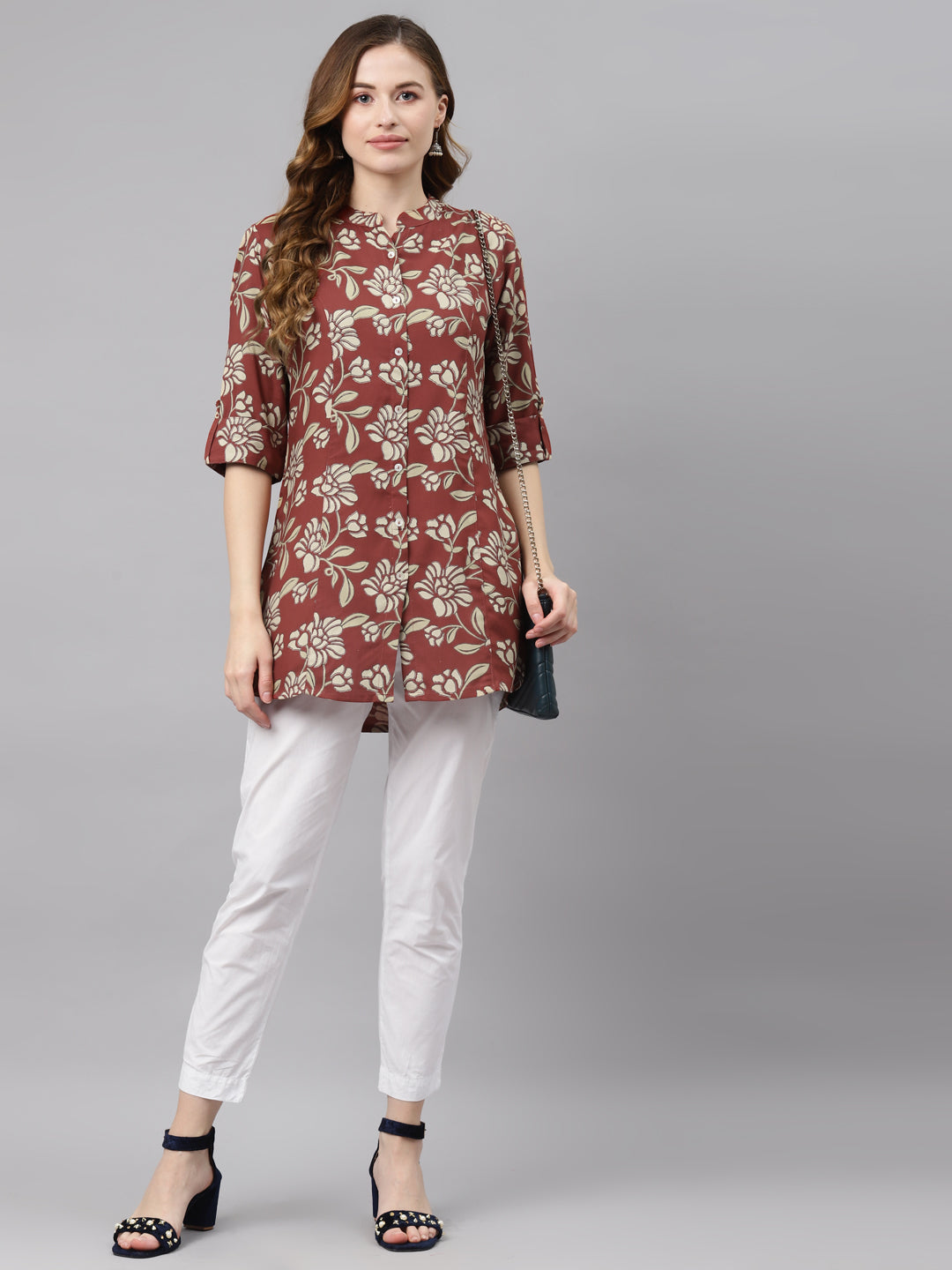Women'S Maroon Floral Rayon Top | LASVINI - Redefining Indian Fashion with Elegance