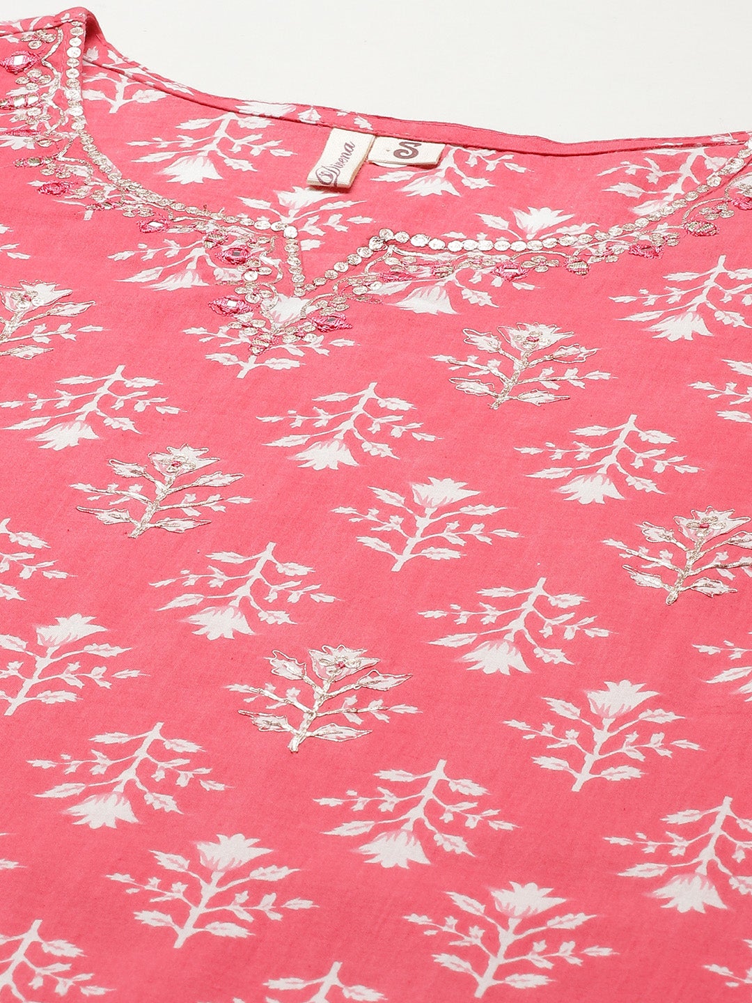 Women'S Pink Cotton Straight Kurta Pant Set With Dupatta | LASVINI - Redefining Indian Fashion with Elegance