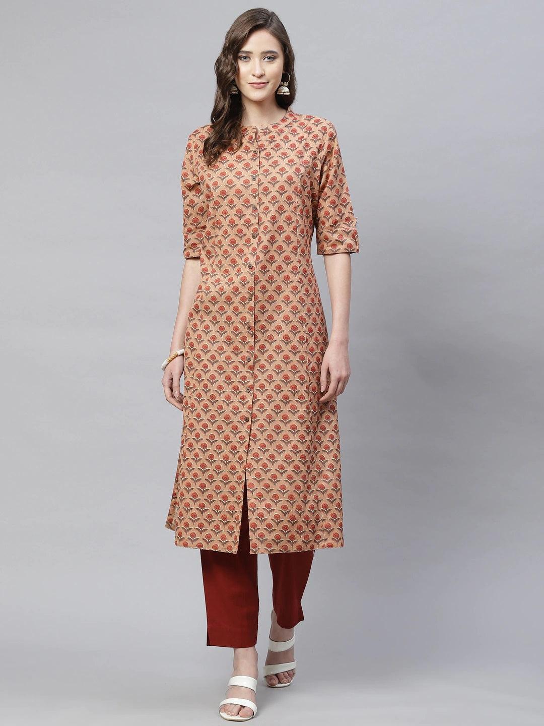 Peach Cotton Flex Kurta | LASVINI - Redefining Indian Fashion with Elegance