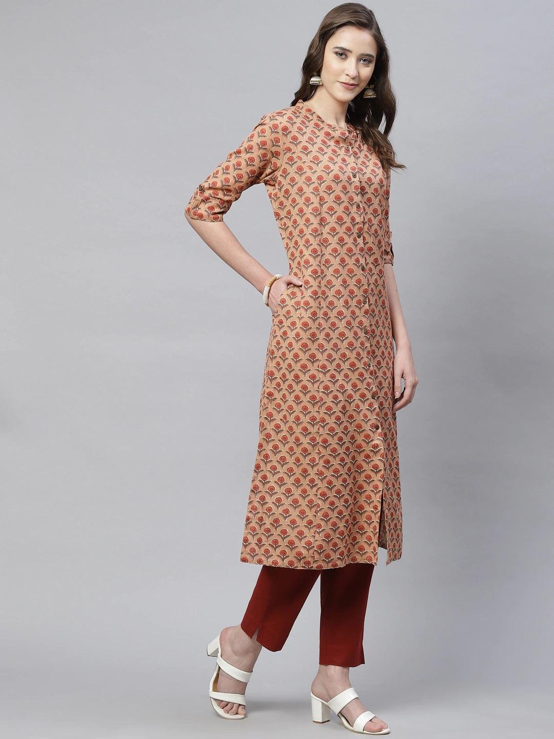 Peach Cotton Flex Kurta | LASVINI - Redefining Indian Fashion with Elegance