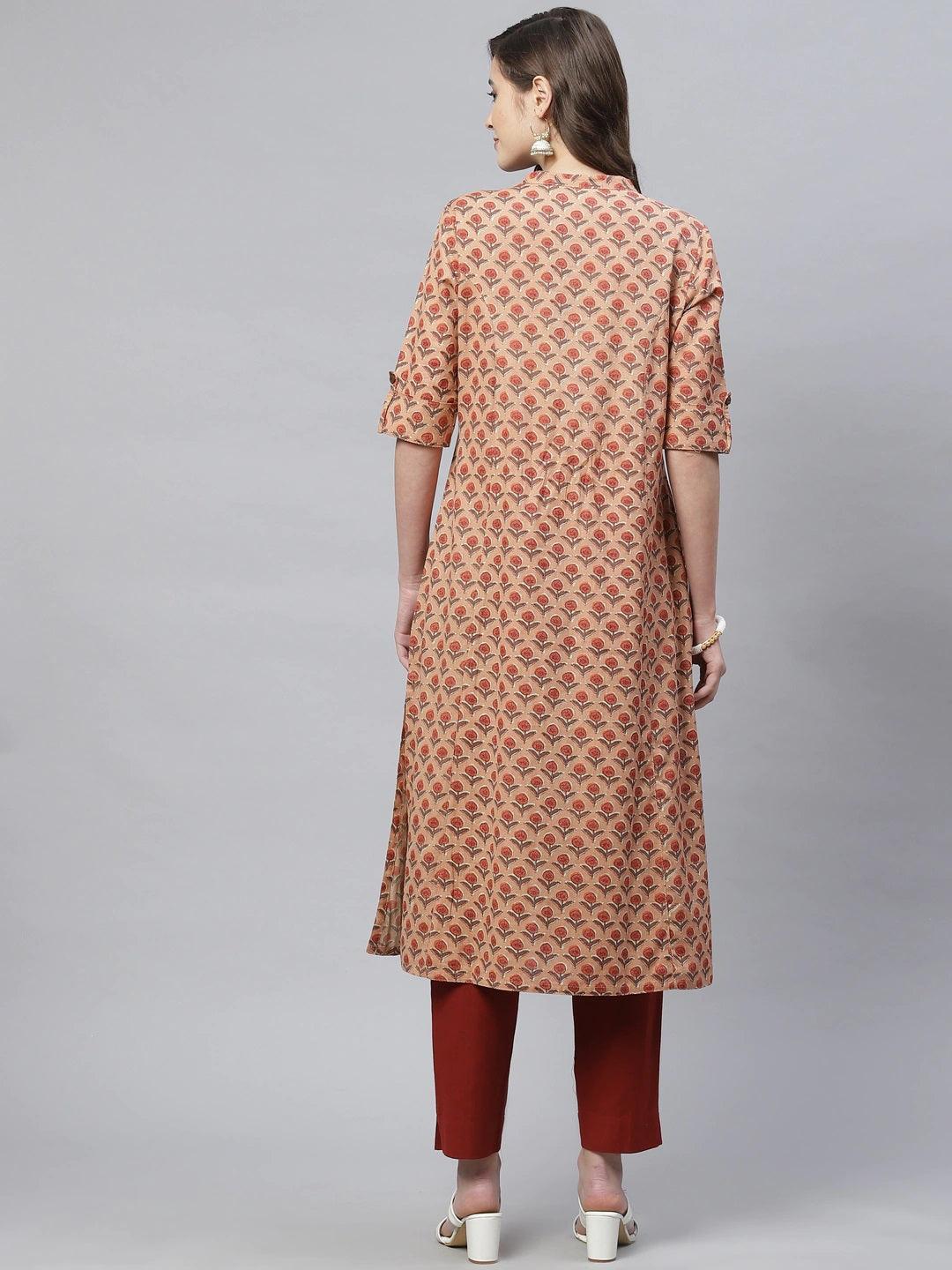 Peach Cotton Flex Kurta | LASVINI - Redefining Indian Fashion with Elegance