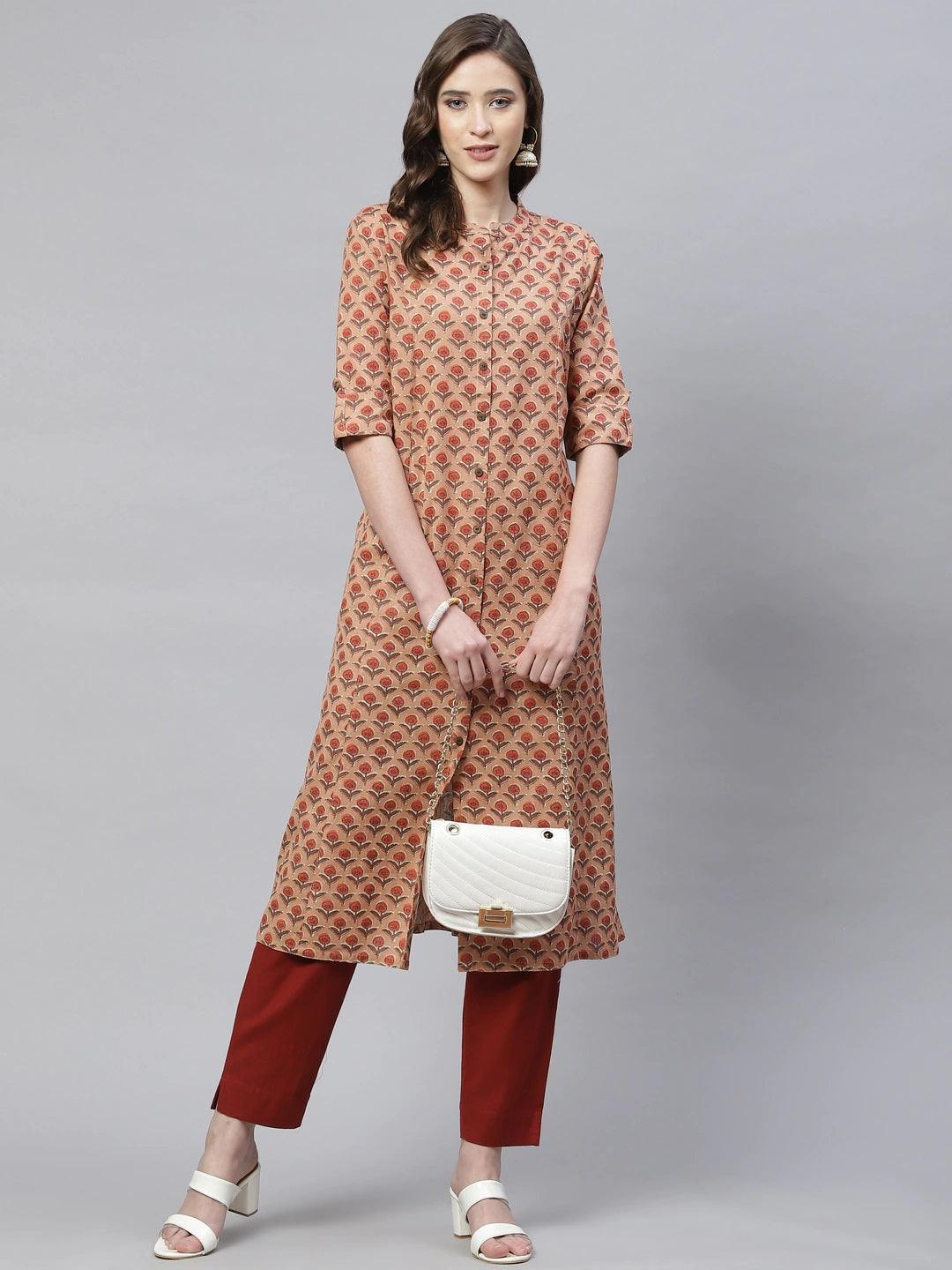 Peach Cotton Flex Kurta | LASVINI - Redefining Indian Fashion with Elegance