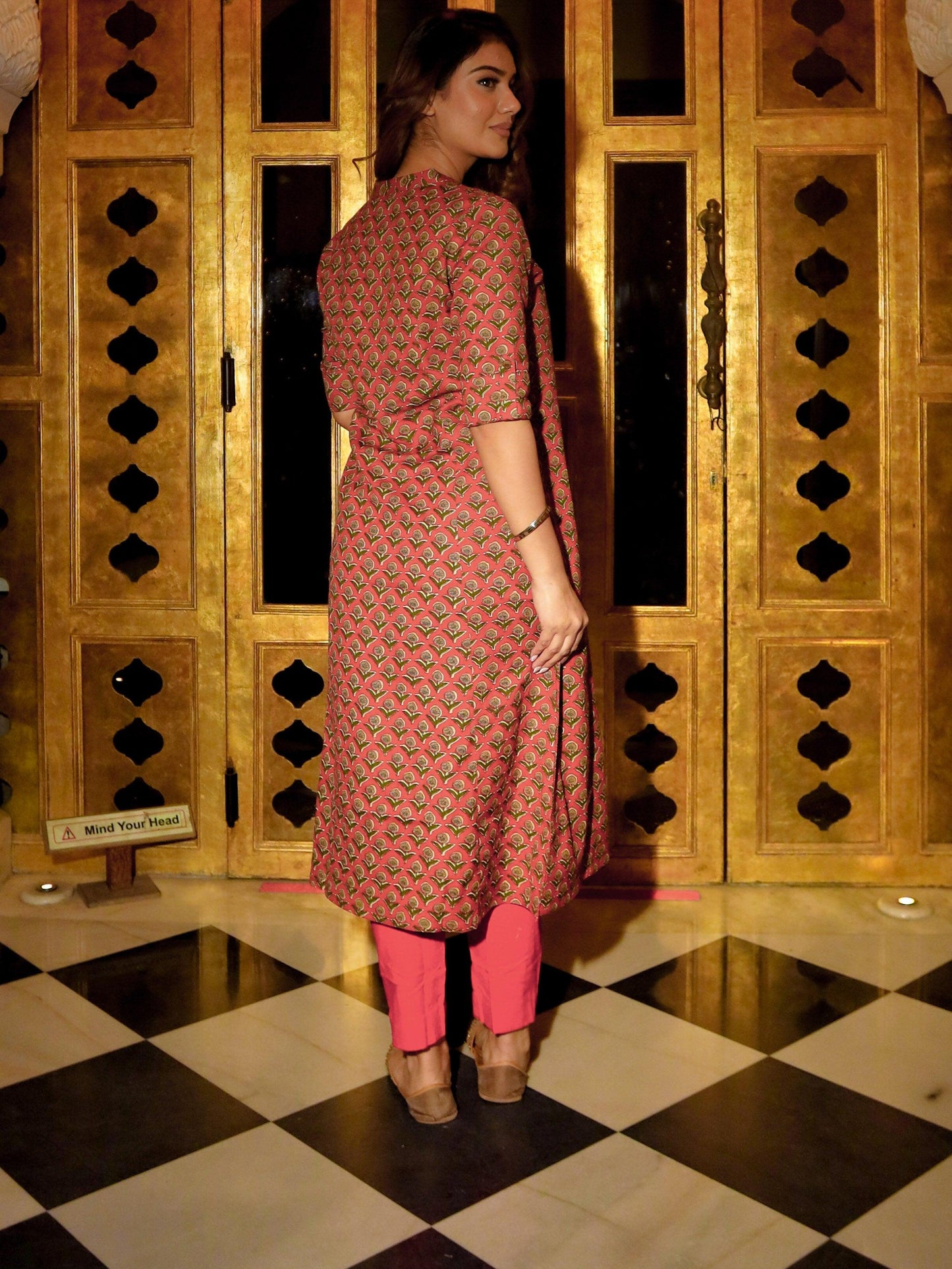 Maroon Cotton Flex A-Line Kurta | LASVINI - Redefining Indian Fashion with Elegance