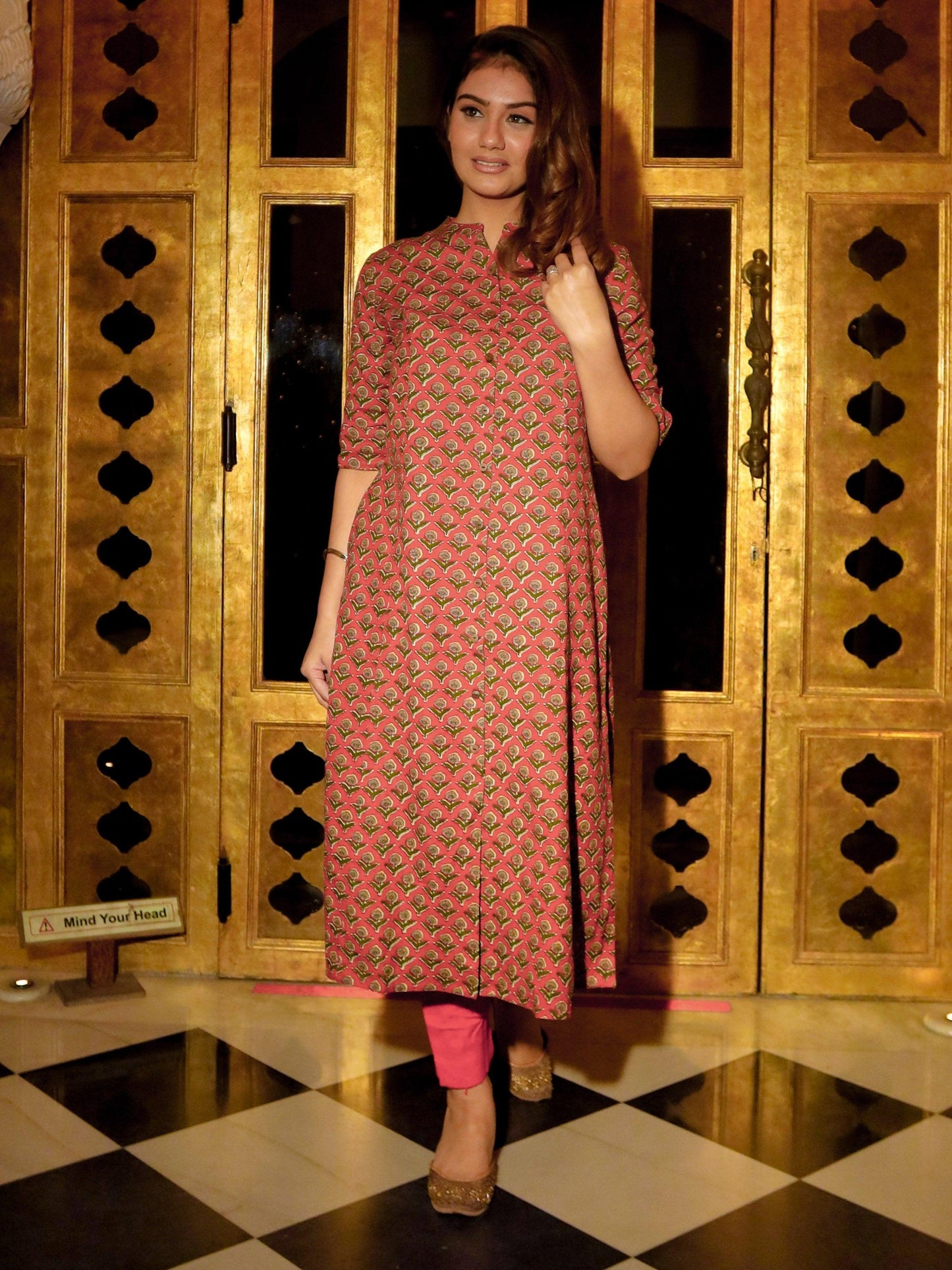 Maroon Cotton Flex A-Line Kurta | LASVINI - Redefining Indian Fashion with Elegance