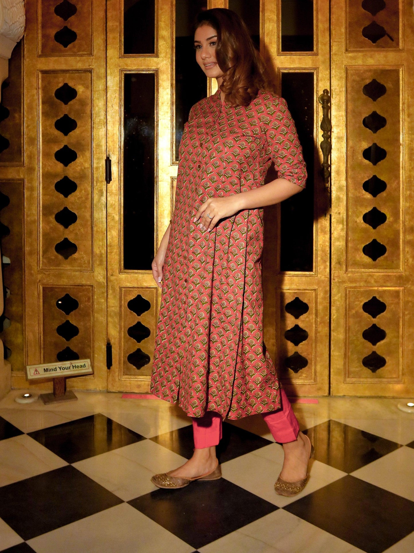 Maroon Cotton Flex A-Line Kurta | LASVINI - Redefining Indian Fashion with Elegance