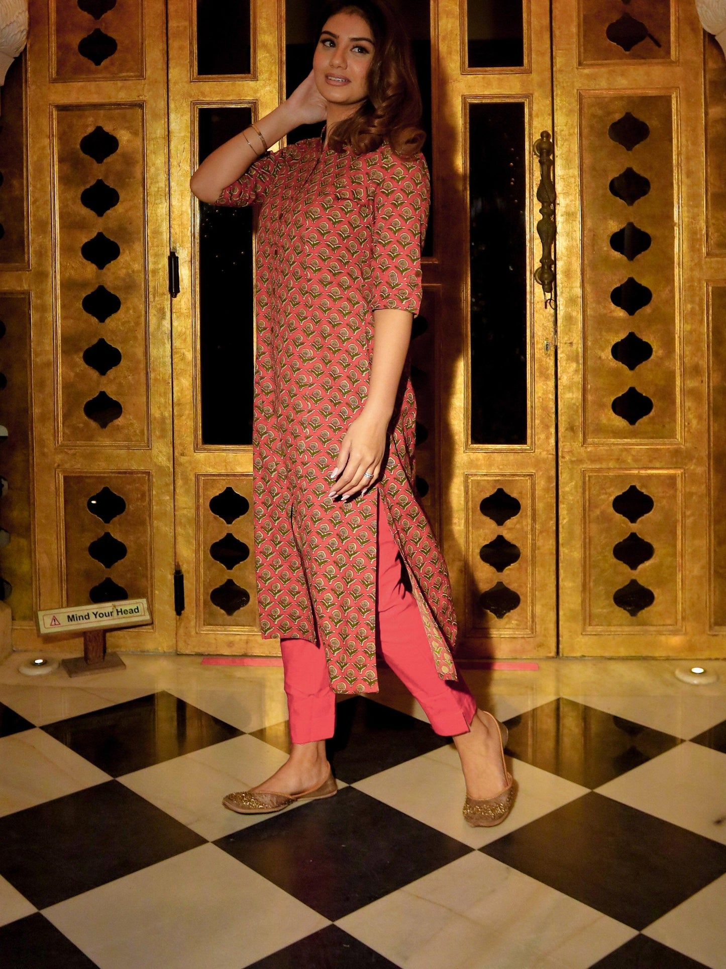 Maroon Cotton Flex A-Line Kurta | LASVINI - Redefining Indian Fashion with Elegance