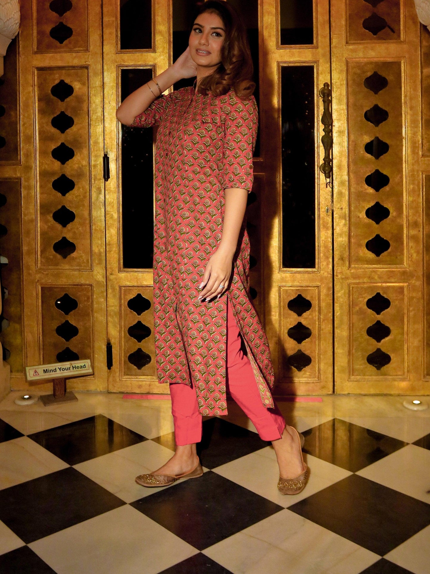 Maroon Cotton Flex A-Line Kurta | LASVINI - Redefining Indian Fashion with Elegance