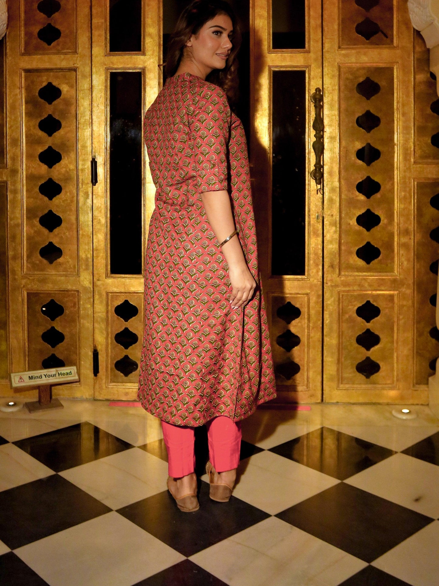 Maroon Cotton Flex A-Line Kurta | LASVINI - Redefining Indian Fashion with Elegance