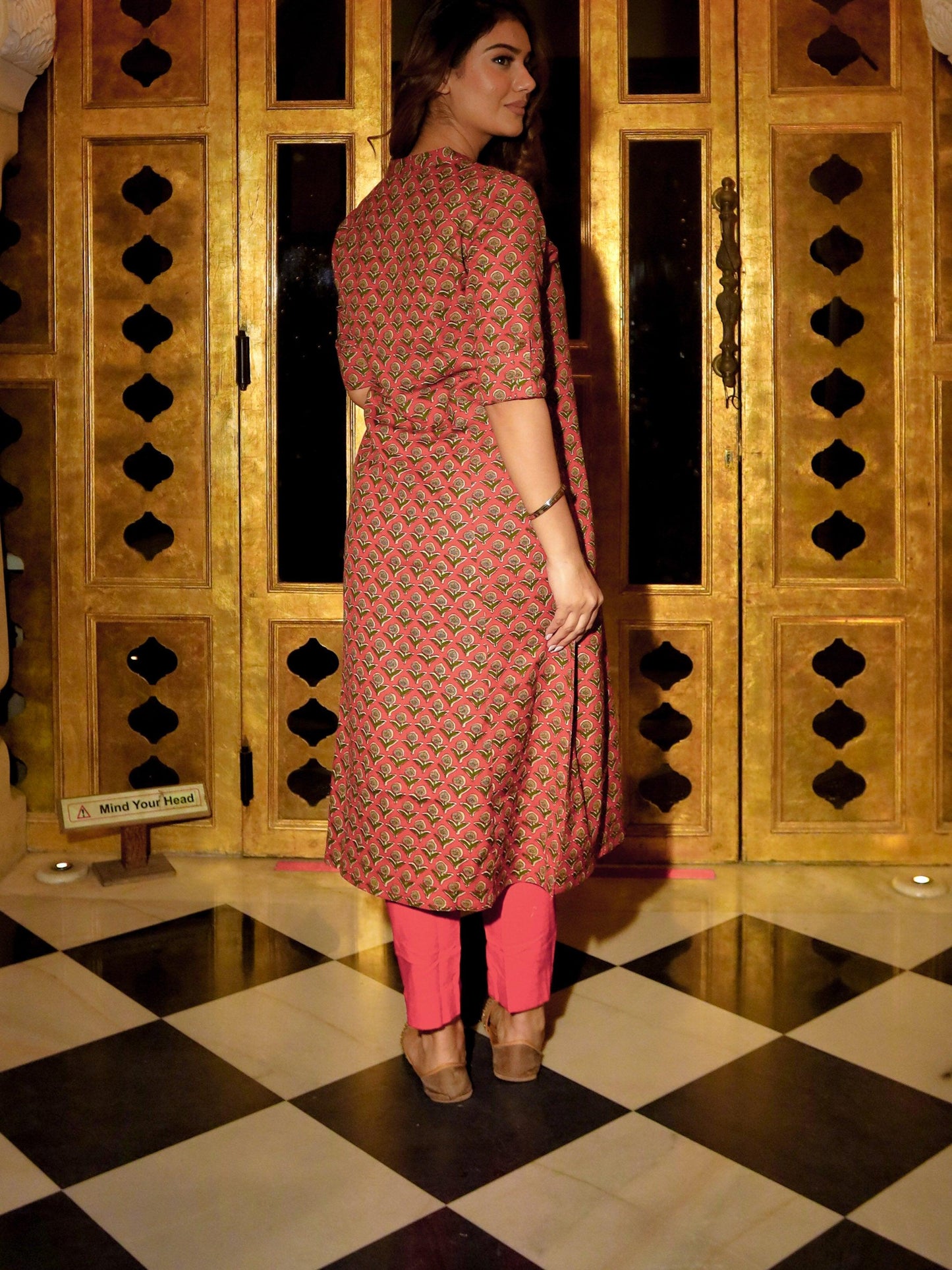 Maroon Cotton Flex A-Line Kurta | LASVINI - Redefining Indian Fashion with Elegance
