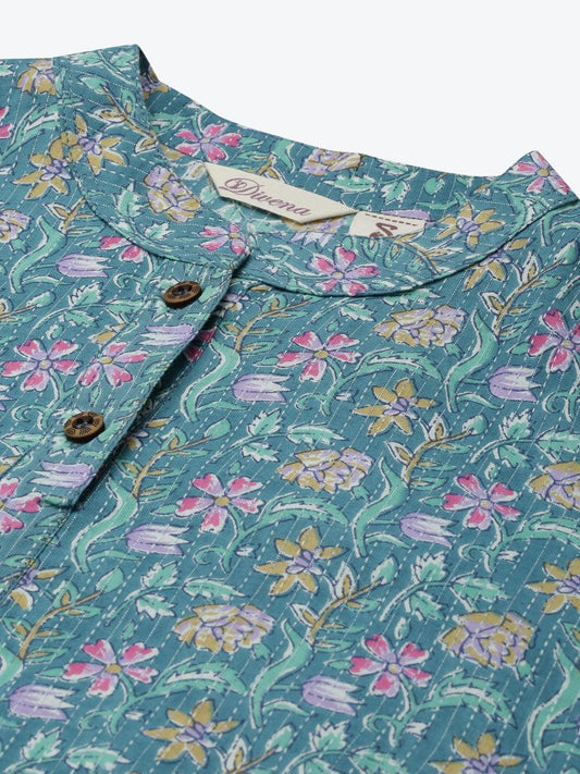 Sea Green Cotton Straight Kurta | LASVINI - Redefining Indian Fashion with Elegance