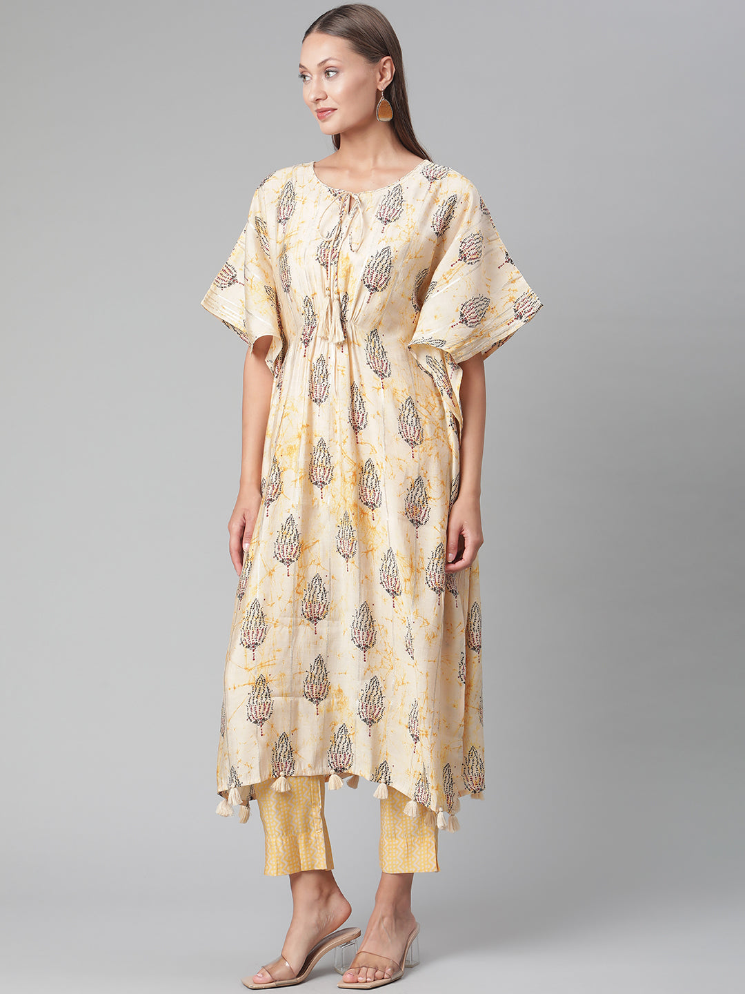 Women'S Light Yellow Rayon Kaftan Pant Set | LASVINI - Redefining Indian Fashion with Elegance