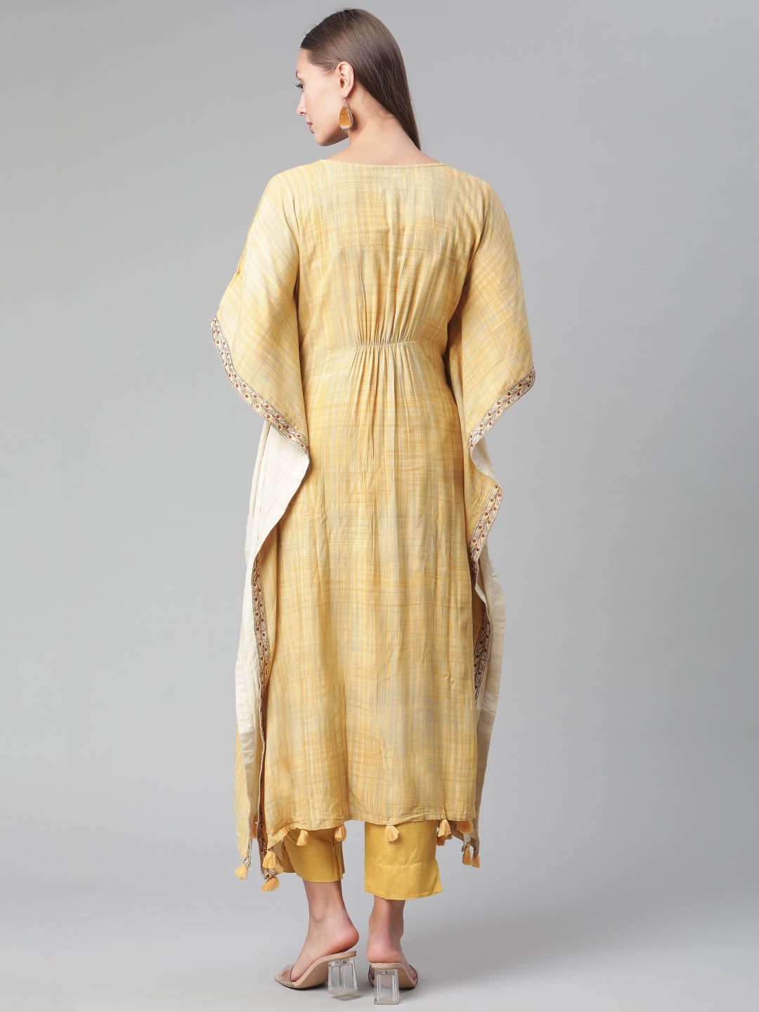 Women'S Yellow Rayon Kaftan Pant Set | LASVINI - Redefining Indian Fashion with Elegance