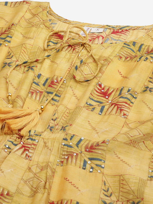 Women'S Yellow Rayon Kaftan Pant Set | LASVINI - Redefining Indian Fashion with Elegance