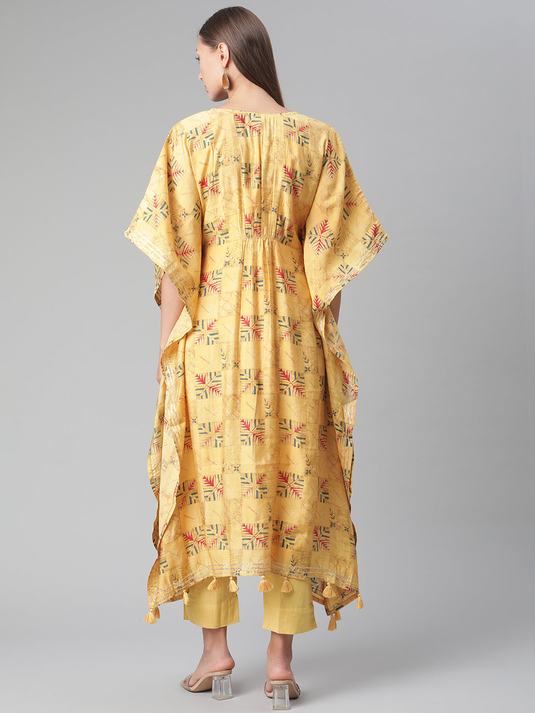 Women'S Yellow Rayon Kaftan Pant Set | LASVINI - Redefining Indian Fashion with Elegance