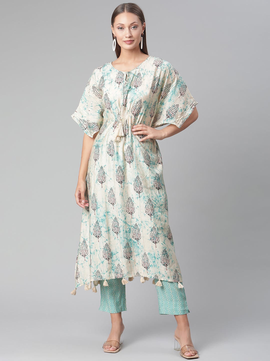 Women'S Green Rayon Kaftan Pant Set | LASVINI - Redefining Indian Fashion with Elegance