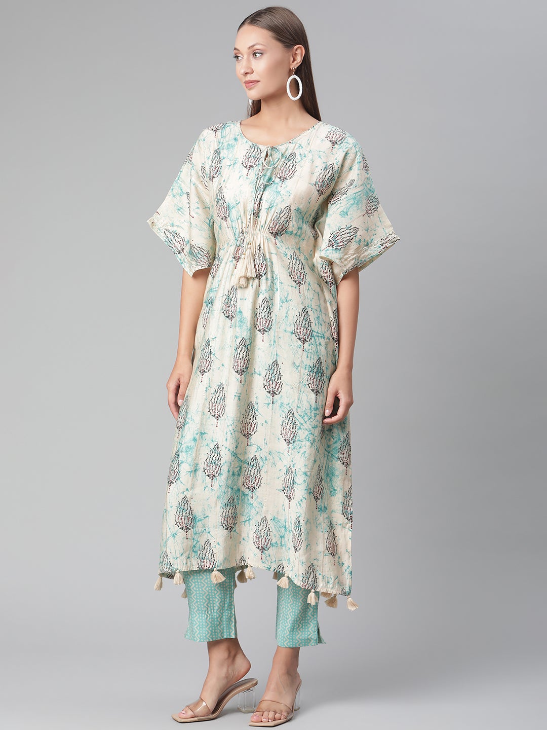 Women'S Green Rayon Kaftan Pant Set | LASVINI - Redefining Indian Fashion with Elegance