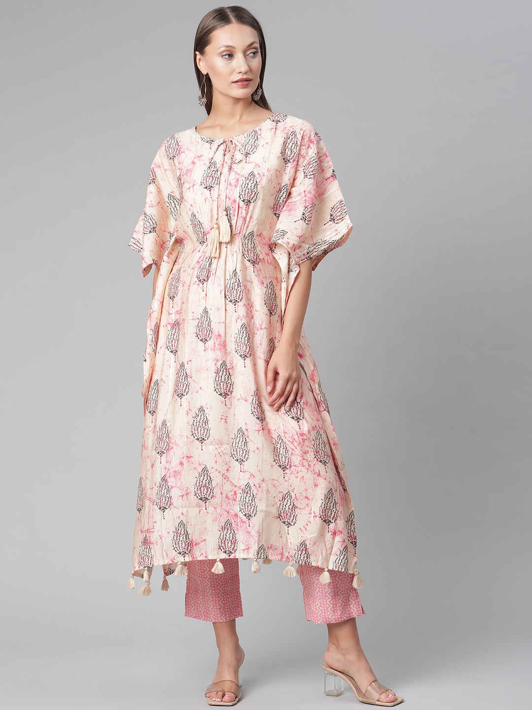 Women'S Pink Rayon Kaftan Pant Set | LASVINI - Redefining Indian Fashion with Elegance