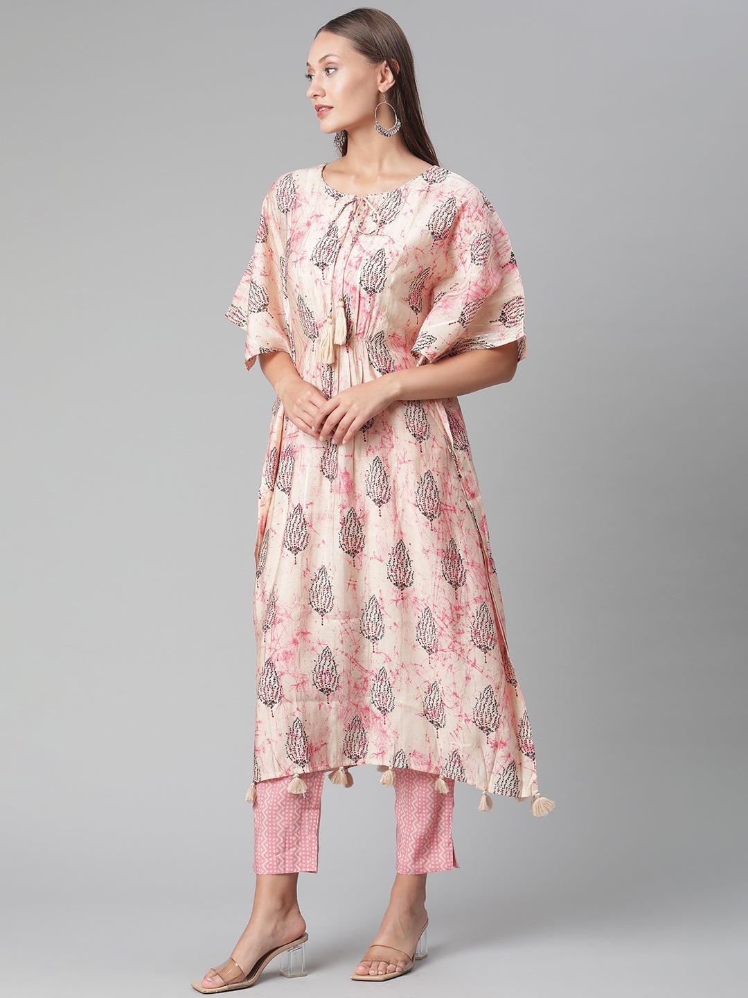 Women'S Pink Rayon Kaftan Pant Set | LASVINI - Redefining Indian Fashion with Elegance