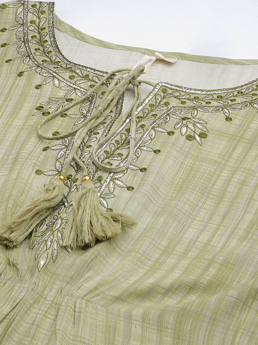 Women'S Green Rayon Kaftan Pant Set | LASVINI - Redefining Indian Fashion with Elegance