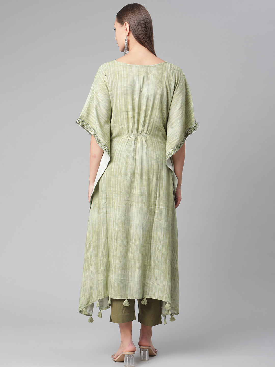 Women'S Green Rayon Kaftan Pant Set | LASVINI - Redefining Indian Fashion with Elegance