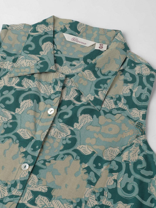 Rayon Light Green A-Line Floral Printed Midi Dress | LASVINI - Redefining Indian Fashion with Elegance