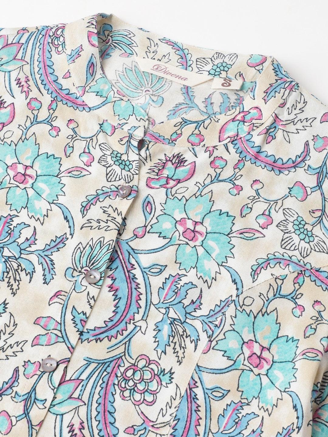 Multi Colored Floral Printed Rayon A-Line Shirt Style Top | LASVINI - Redefining Indian Fashion with Elegance