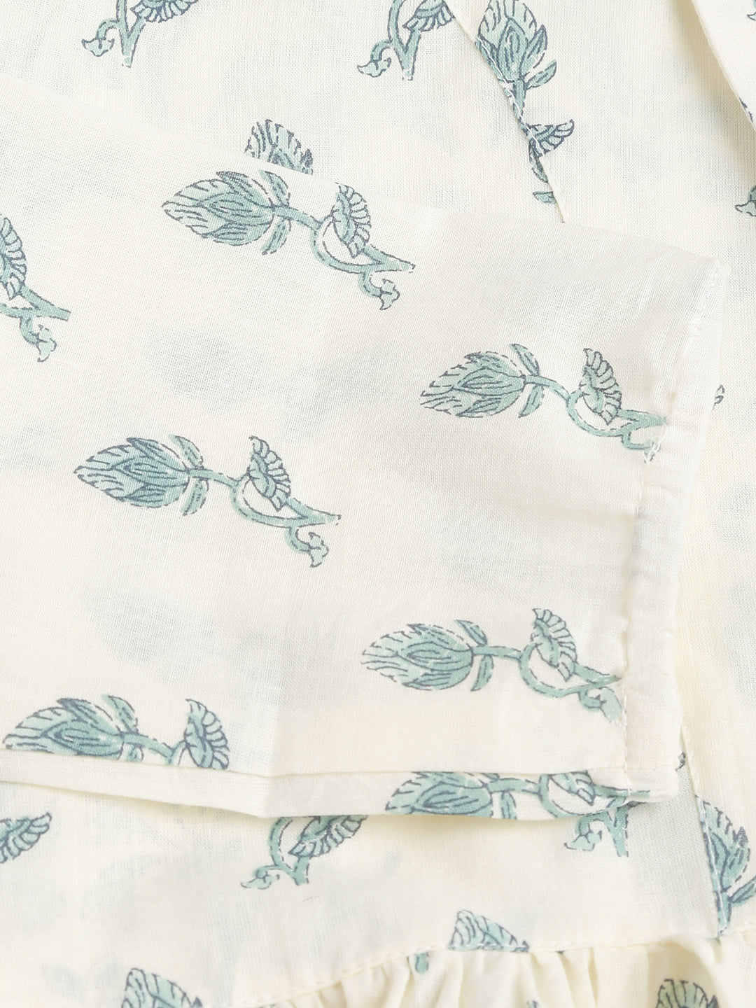 Green Floral Printed Empire Cotton Tops | LASVINI - Redefining Indian Fashion with Elegance