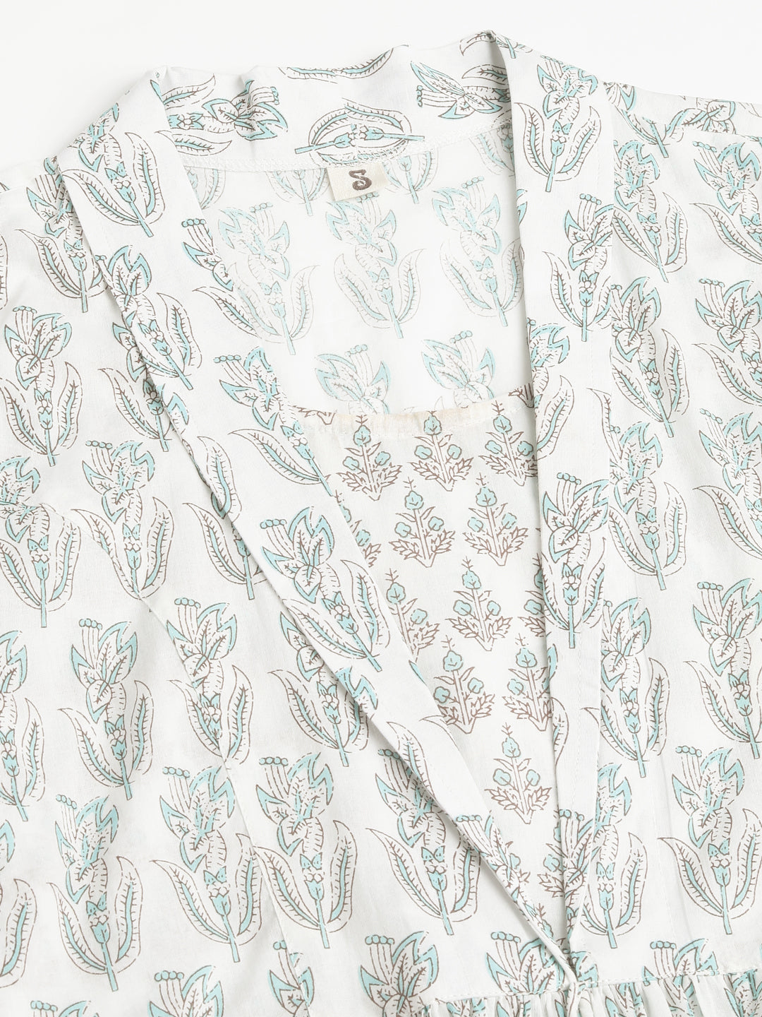 White Floral Printed Empire Cotton Tops | LASVINI - Redefining Indian Fashion with Elegance