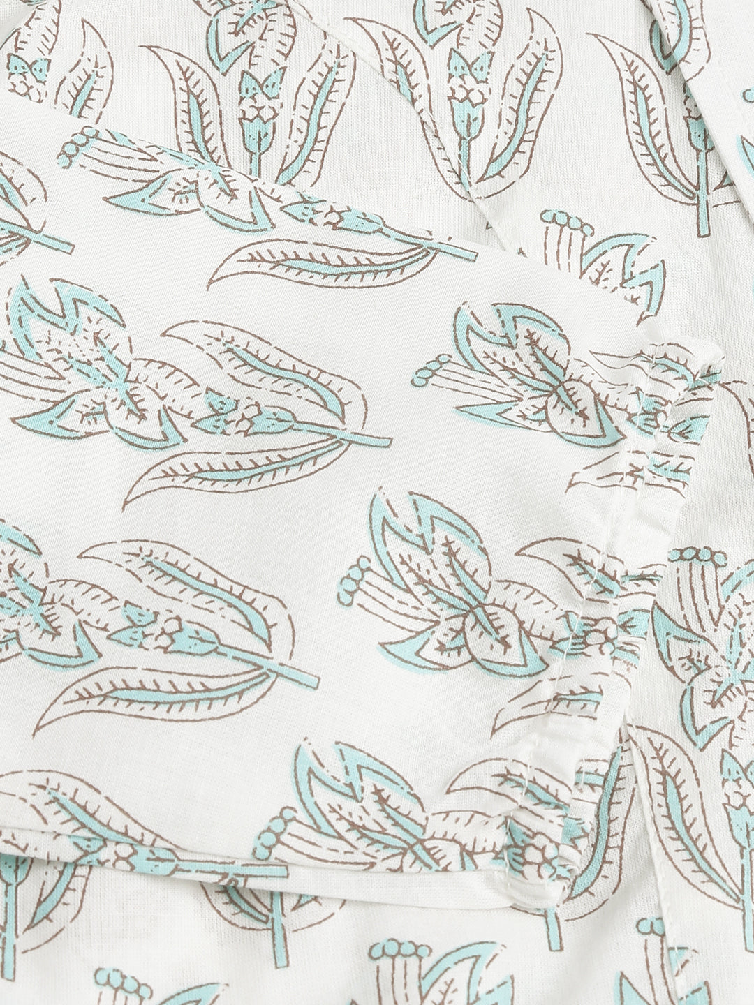 White Floral Printed Empire Cotton Tops | LASVINI - Redefining Indian Fashion with Elegance