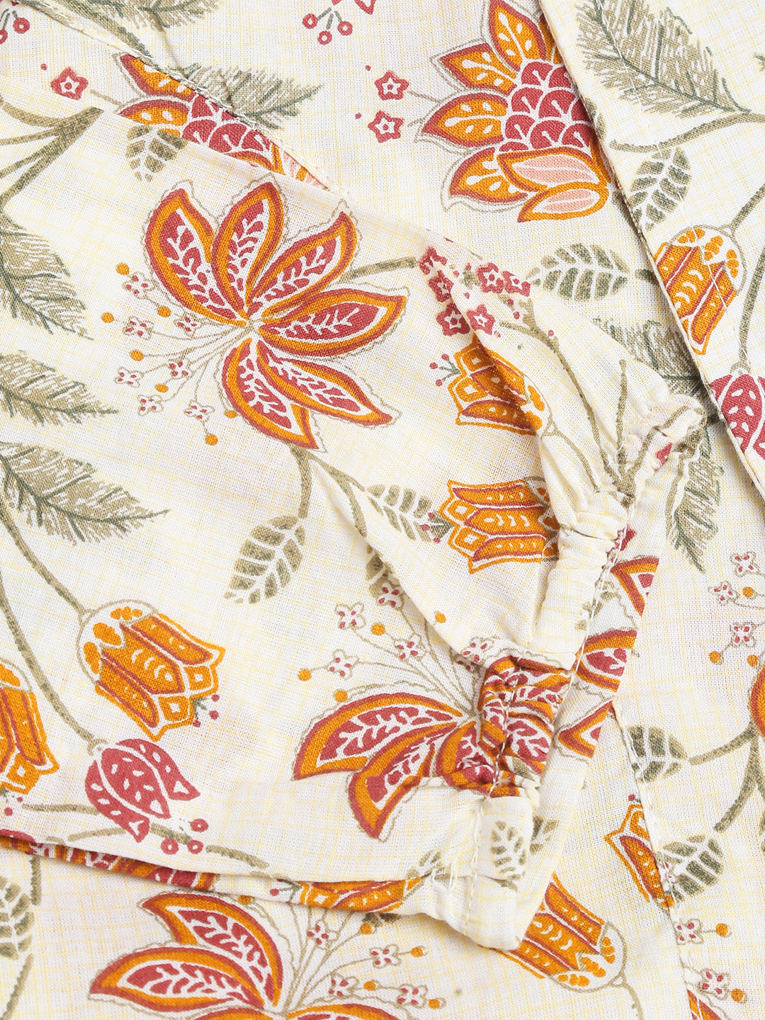 Brown Floral Printed Empire Cotton Tops | LASVINI - Redefining Indian Fashion with Elegance