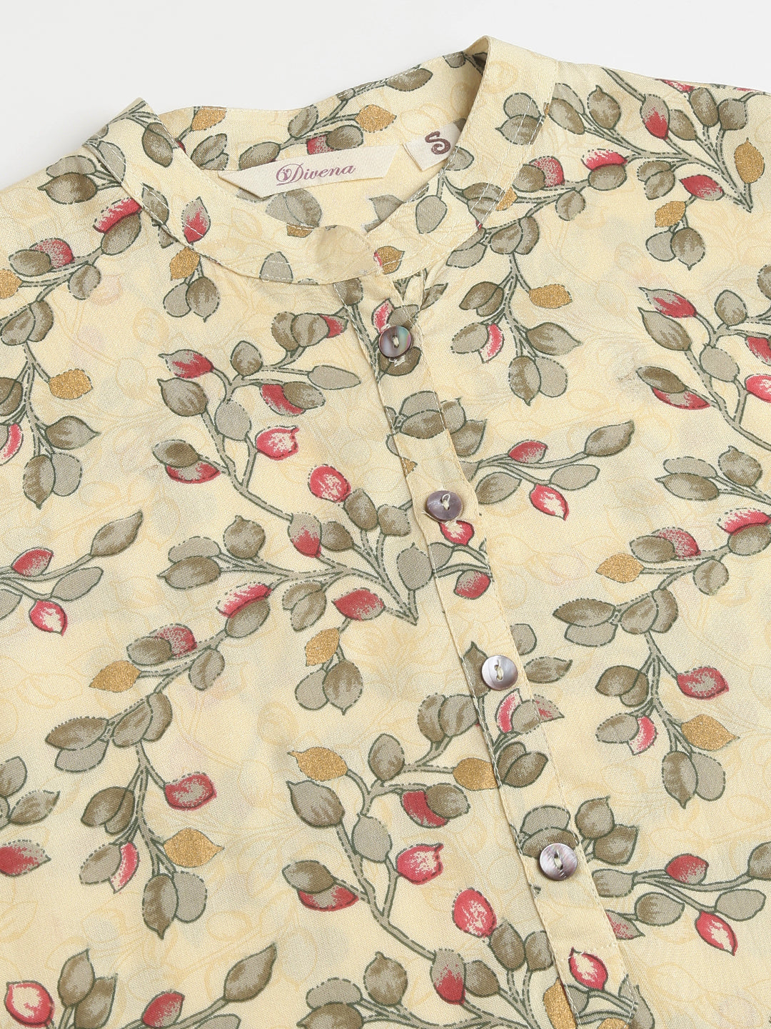 Beige Floral Digital Printed Straight Fold Sleeve Kurta | LASVINI - Redefining Indian Fashion with Elegance