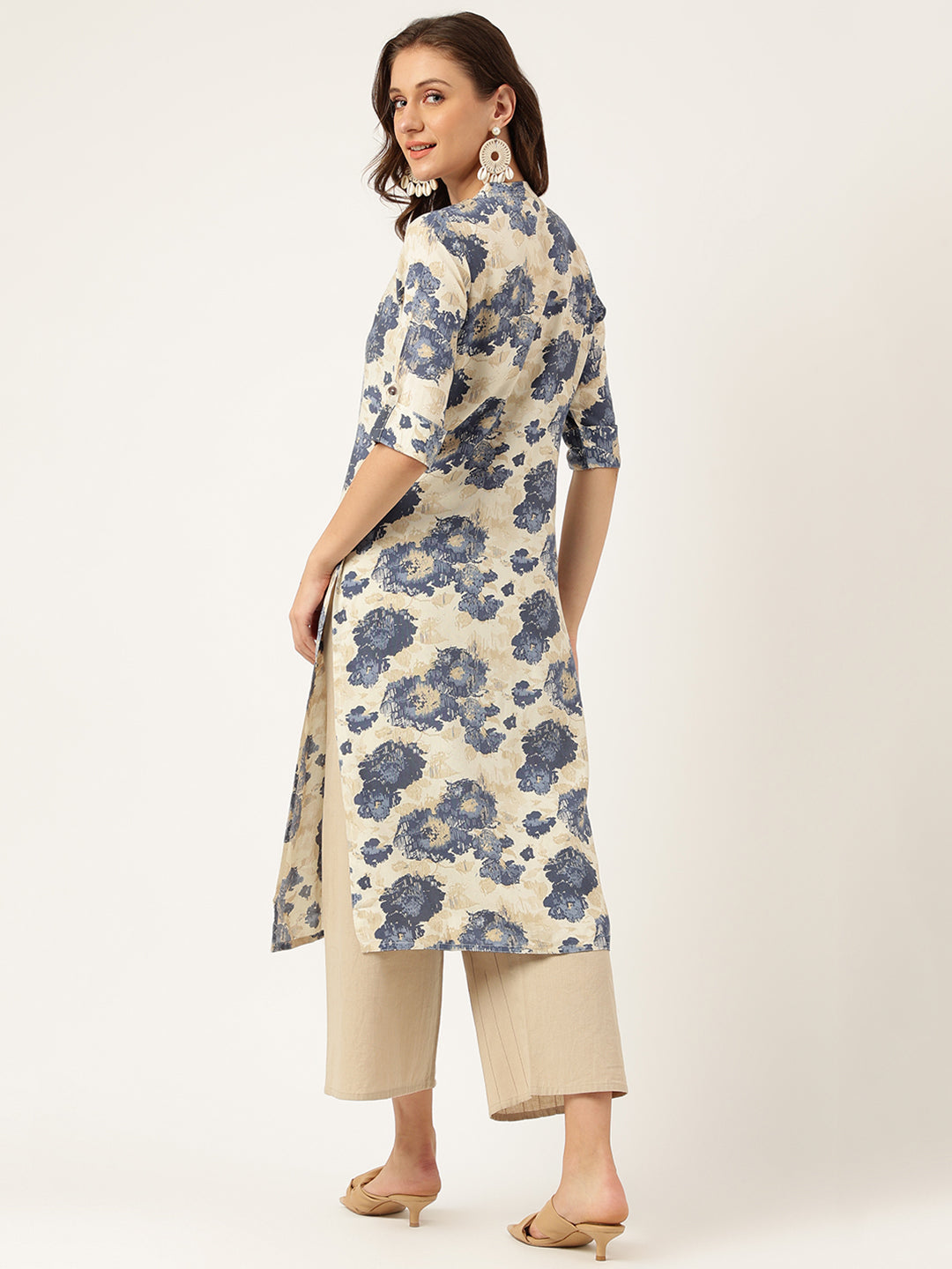 Multi Colored Floral Digital Printed Straight Kurta | LASVINI - Redefining Indian Fashion with Elegance