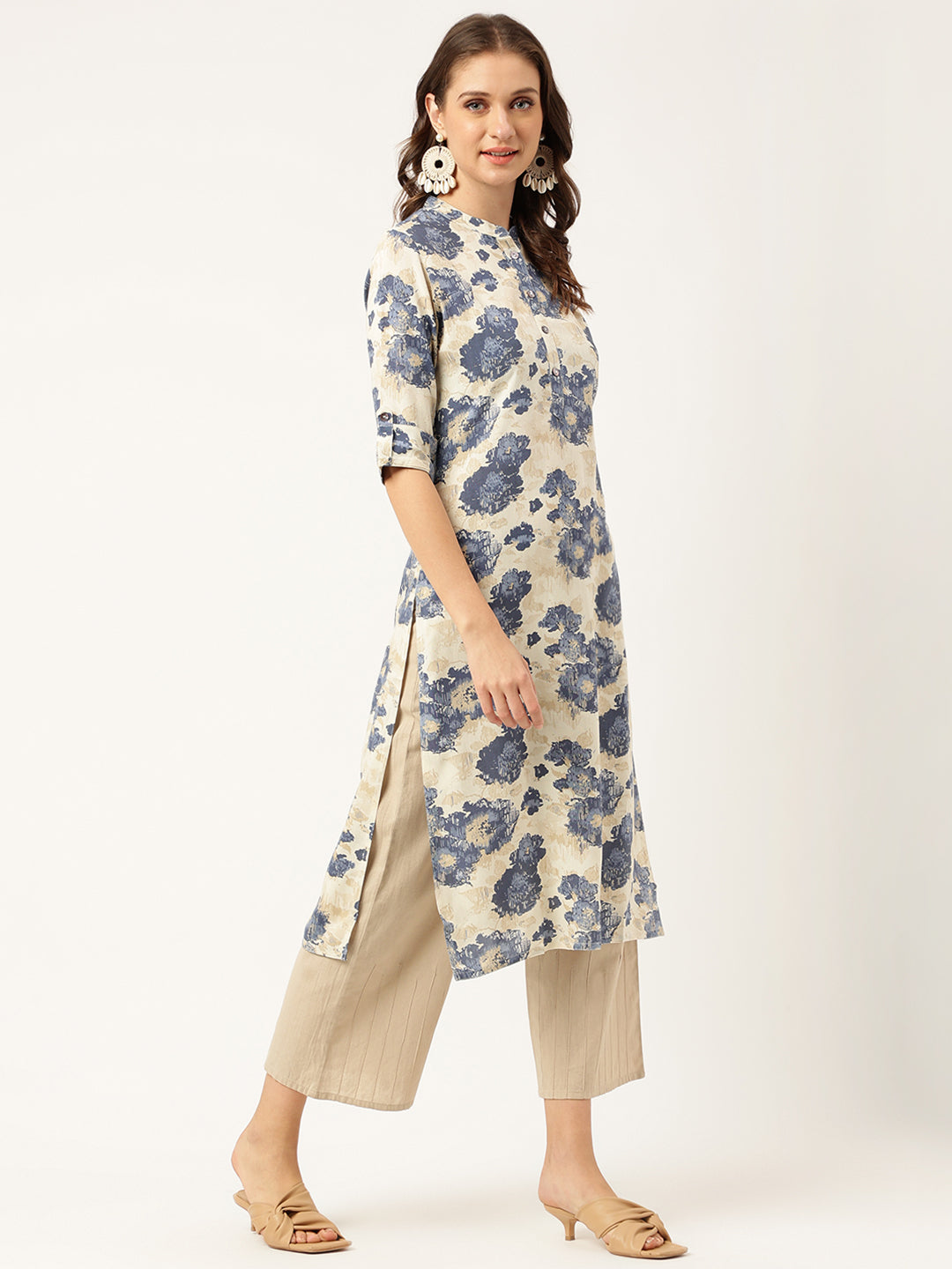 Multi Colored Floral Digital Printed Straight Kurta | LASVINI - Redefining Indian Fashion with Elegance