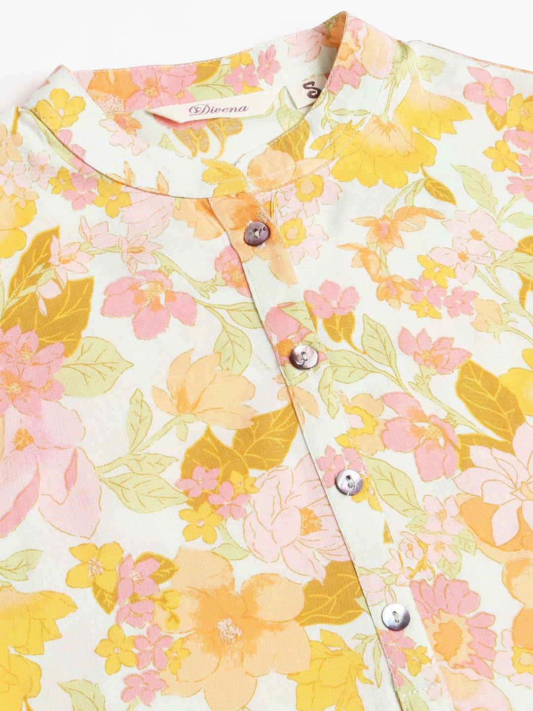 Multi Colored Floral Digital Printed Straight Fold Sleeve Kurta | LASVINI - Redefining Indian Fashion with Elegance