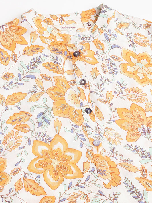 Multi Color Floral Digital Printed Straight Fold Sleeve Kurta | LASVINI - Redefining Indian Fashion with Elegance