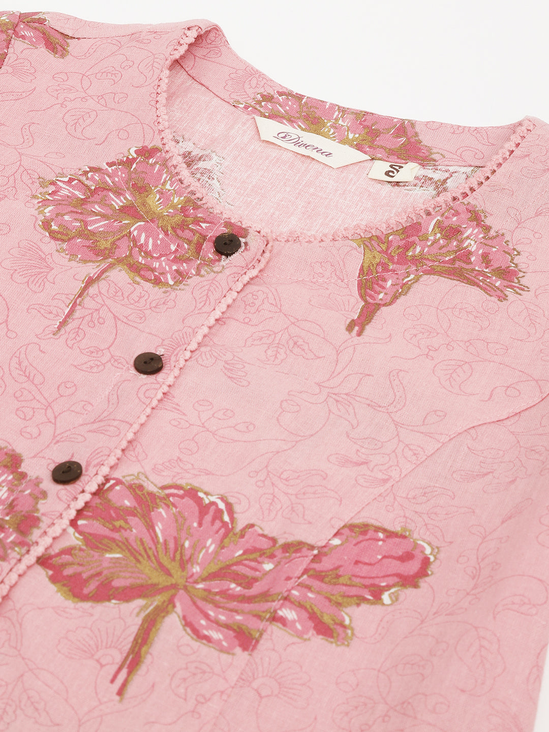 Magenta Floral Printed Cotton A-Line Kurta | LASVINI - Redefining Indian Fashion with Elegance