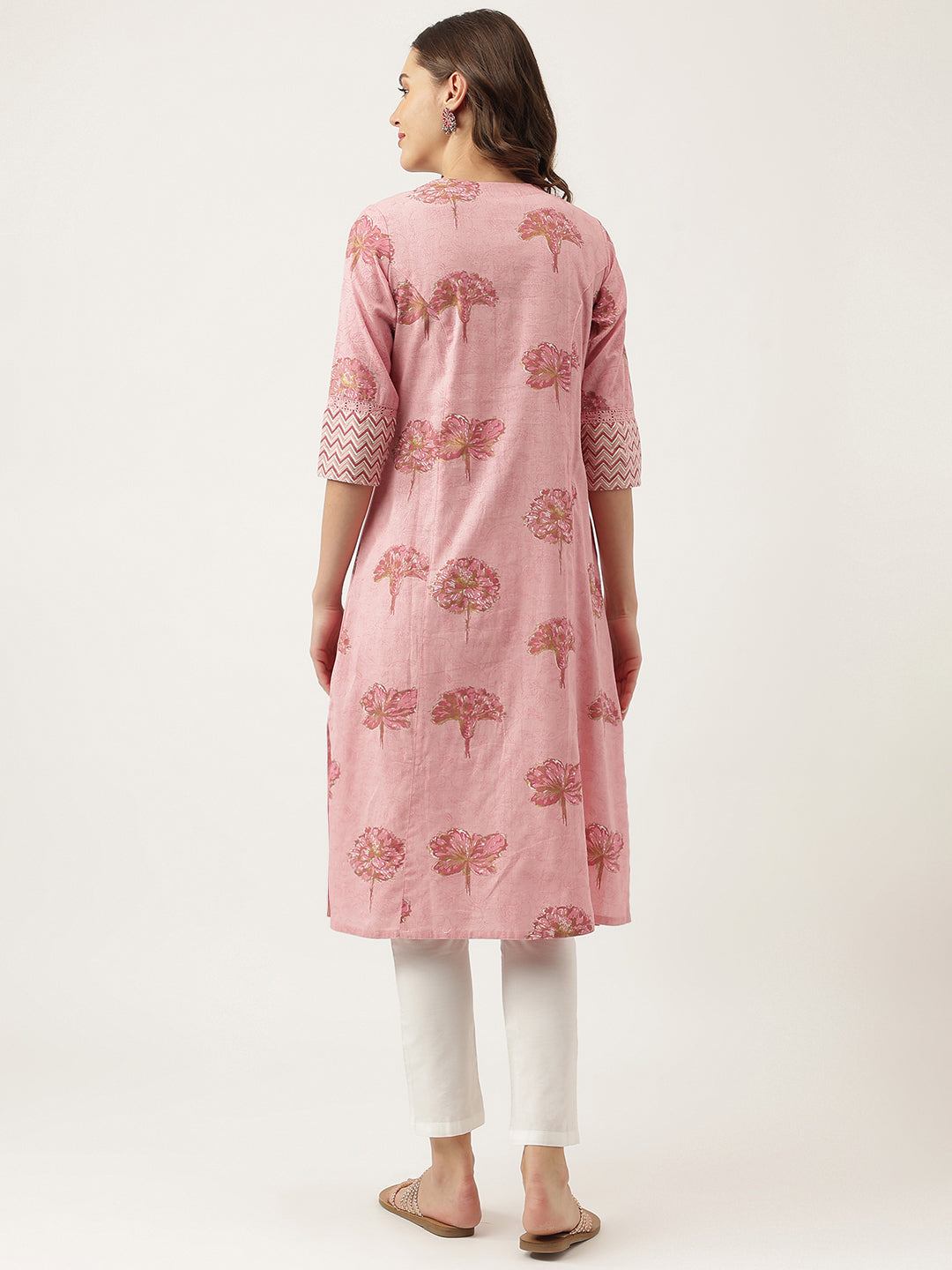Magenta Floral Printed Cotton A-Line Kurta | LASVINI - Redefining Indian Fashion with Elegance