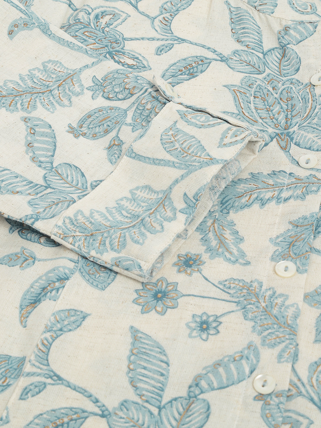 Sky Blue Floral Printed Cotton A-Line Kurta | LASVINI - Redefining Indian Fashion with Elegance