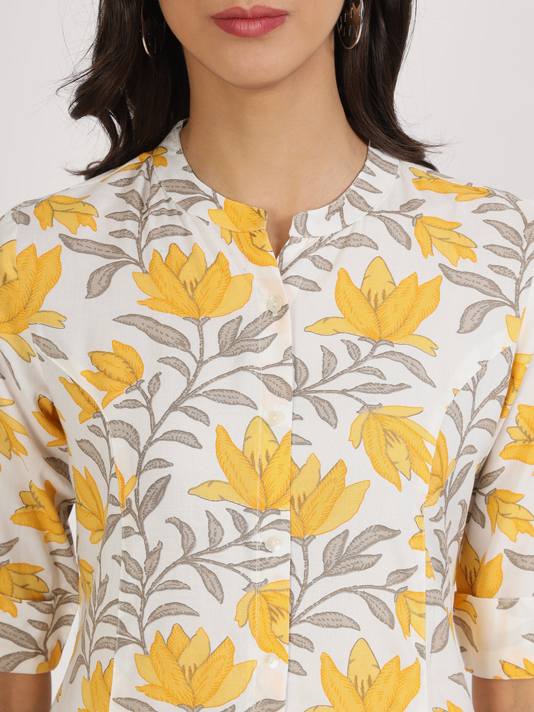 Women Yellow Floral Printed Rayon A-Line Kurta | LASVINI - Redefining Indian Fashion with Elegance