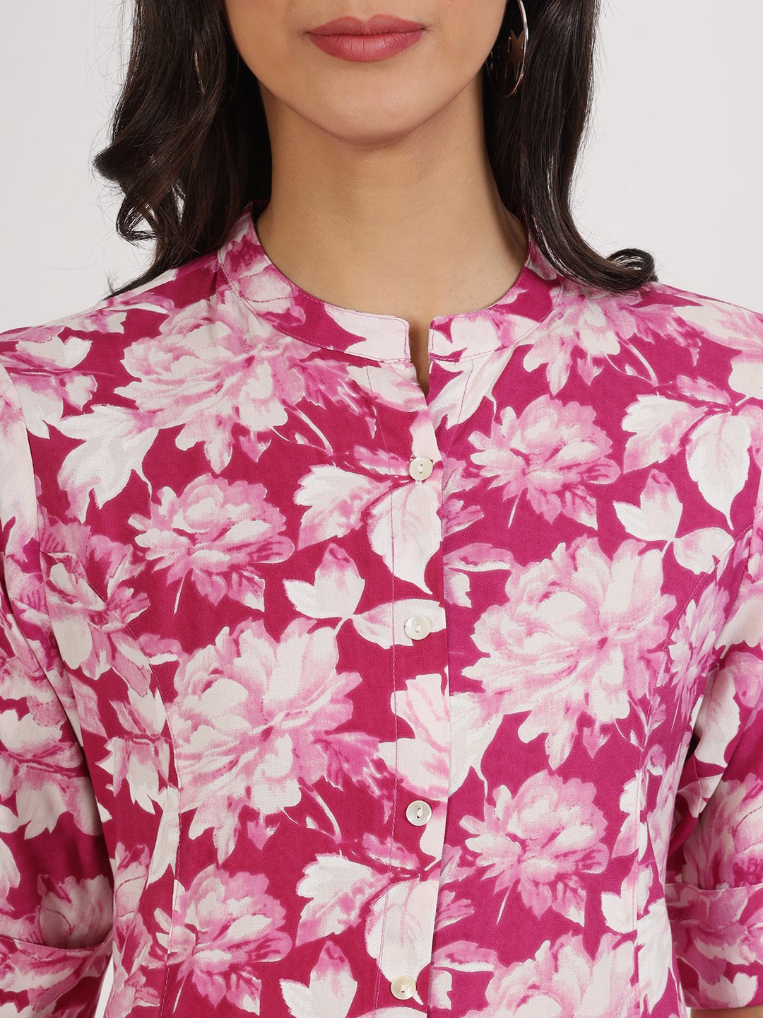 Women Purple Floral Printed Rayon A-Line Kurta | LASVINI - Redefining Indian Fashion with Elegance