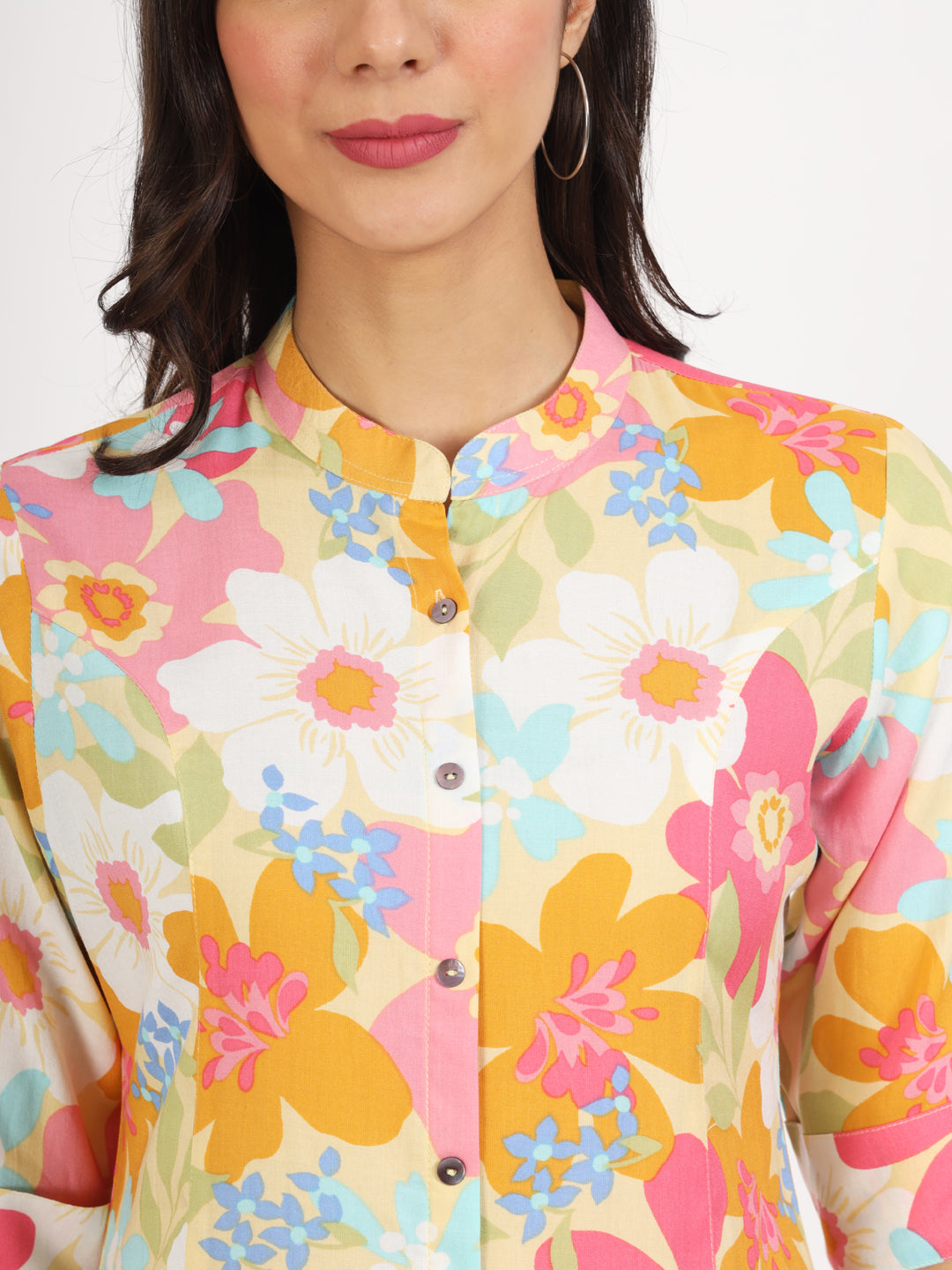 Women Pink Floral Printed Rayon Top | LASVINI - Redefining Indian Fashion with Elegance