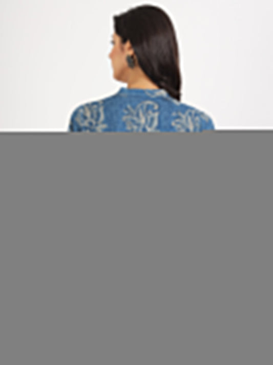 Women Blue Floral Printed Rayon Top | LASVINI - Redefining Indian Fashion with Elegance