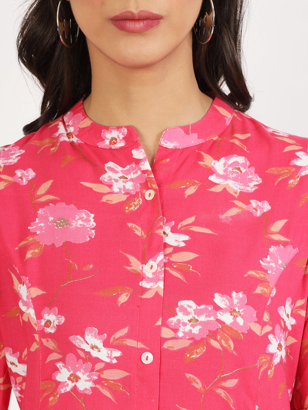 Women Blue Floral Printed Rayon A-Line Kurta | LASVINI - Redefining Indian Fashion with Elegance