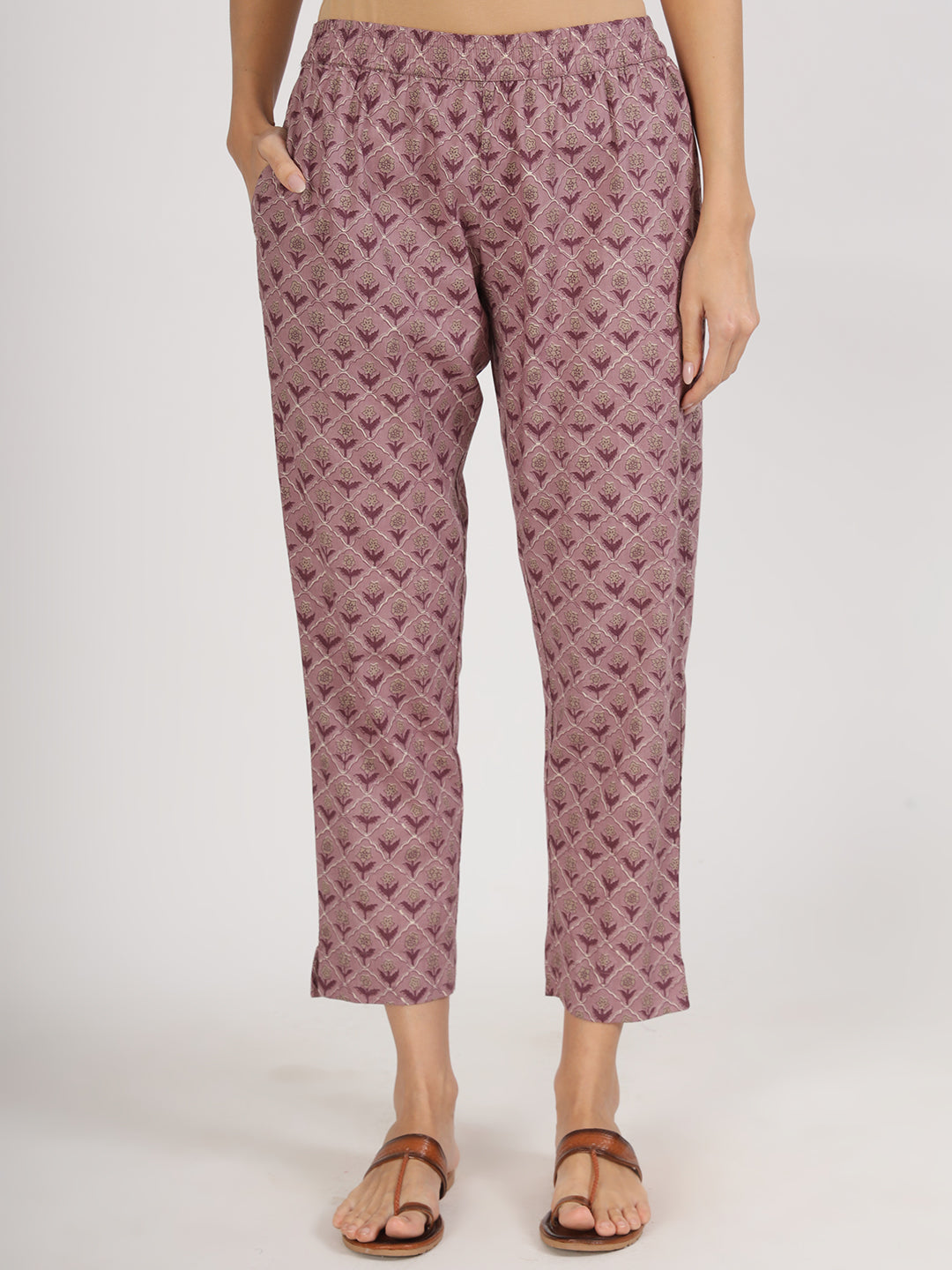 Women Purple Floral Printed Cotton Kurta Sets | LASVINI - Redefining Indian Fashion with Elegance