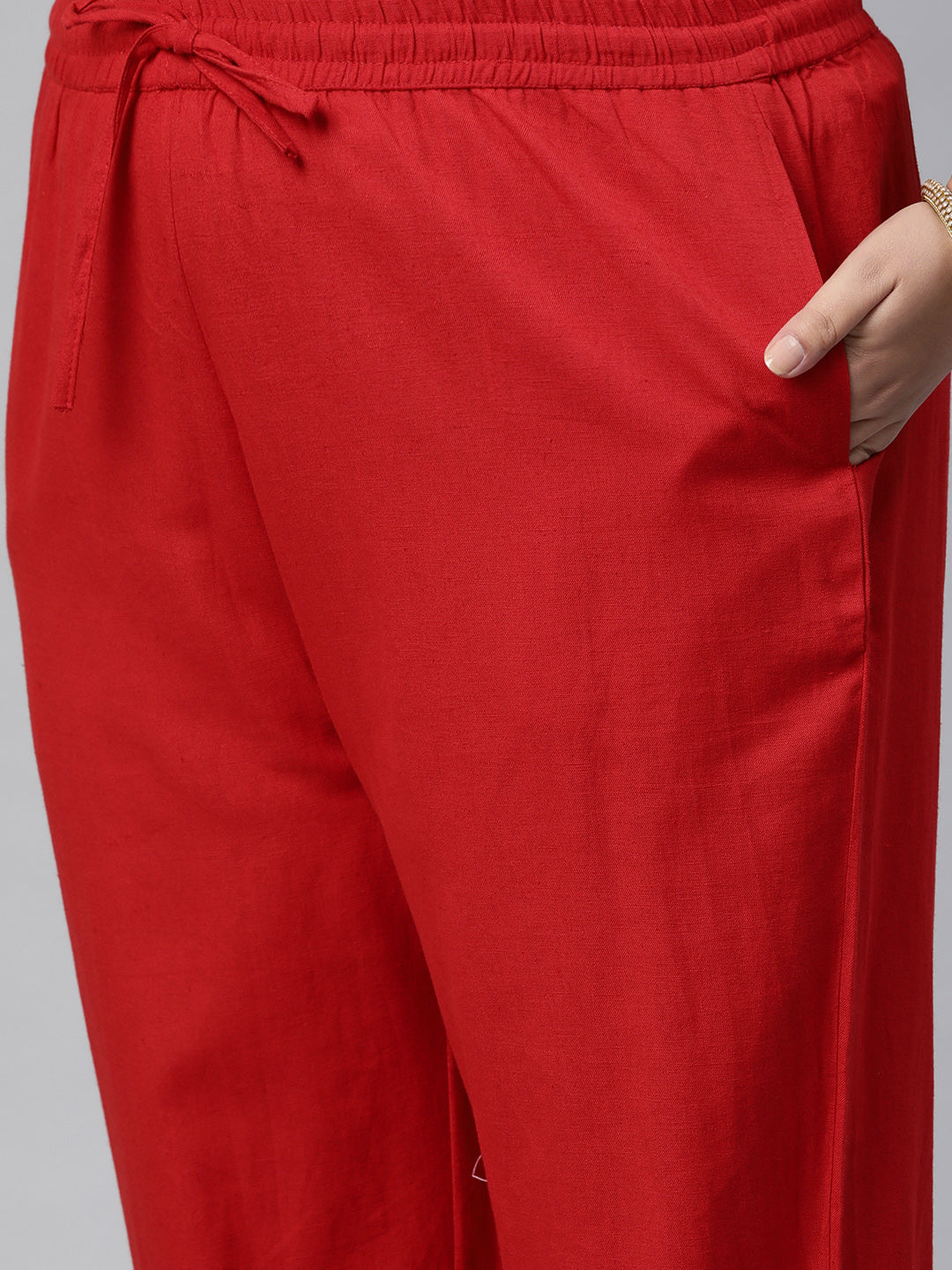 Women'S Red Lahariya Kurta With Cotton Flex Pant Set | LASVINI - Redefining Indian Fashion with Elegance